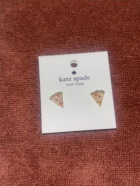 kate spade Gold Tone Pizza Slice Stud Earrings with Orange Accents